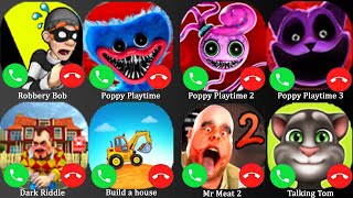 Robbery Bob, Poppy Playtime 1+2+3, Dark Riddle, Build a house, Mr Meat 2, Talking Tom