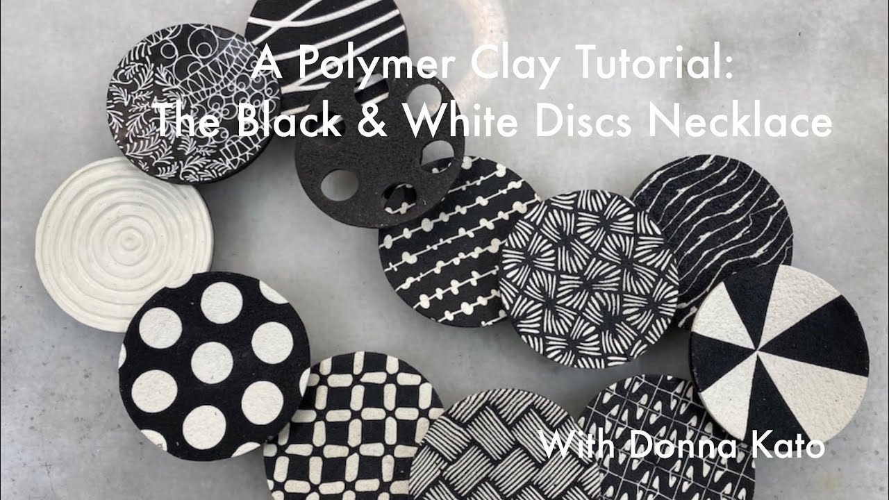 Black and White Series, The Discs Necklace in Polymer Clay #jewelry 