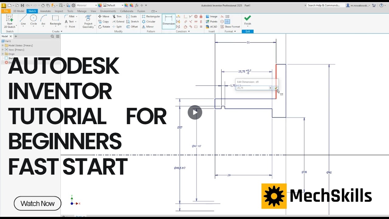 Autodesk Inventor Tutorial for Beginners - fast start - YouTube