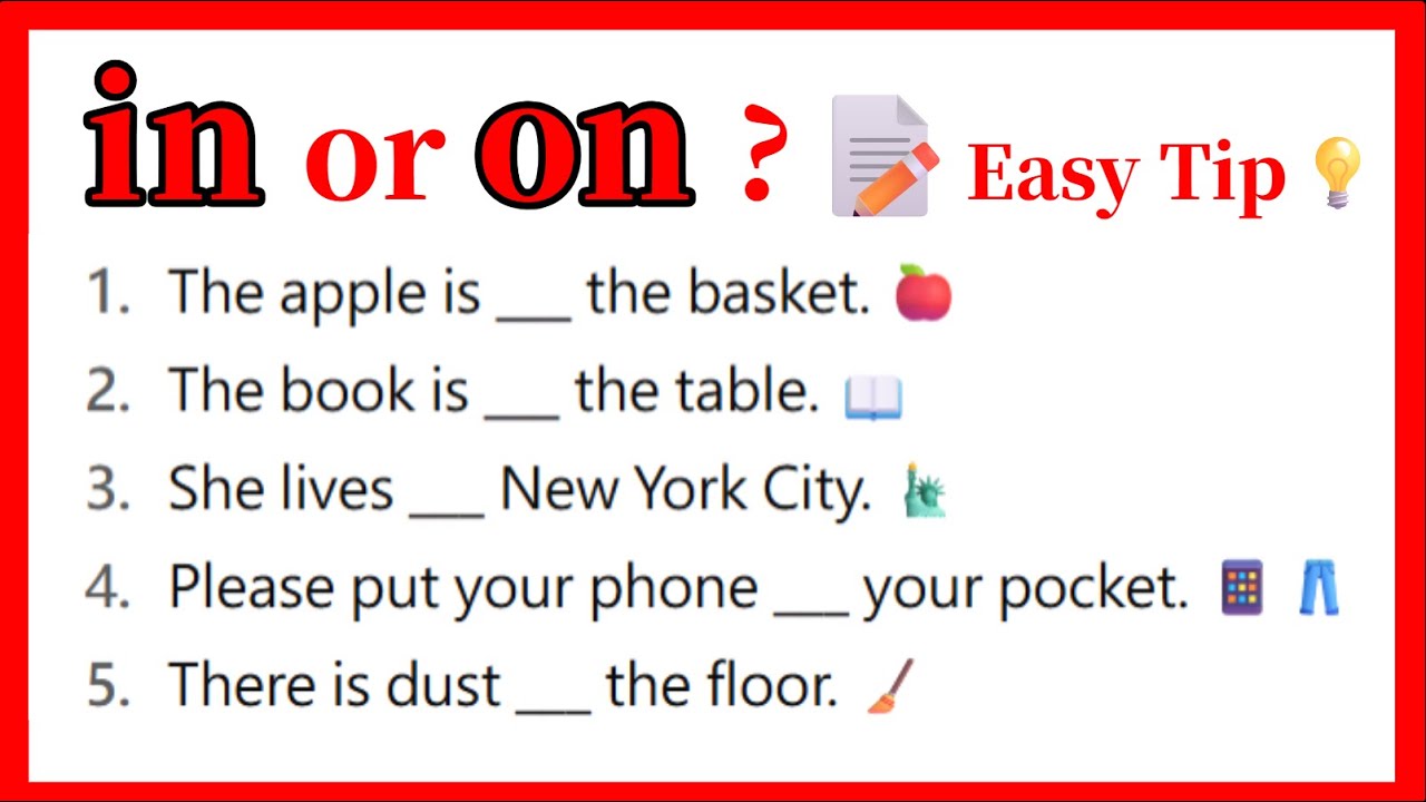 IN or On ?📝English Lesson & Tips💡15 Grammar Test for English Learners ...
