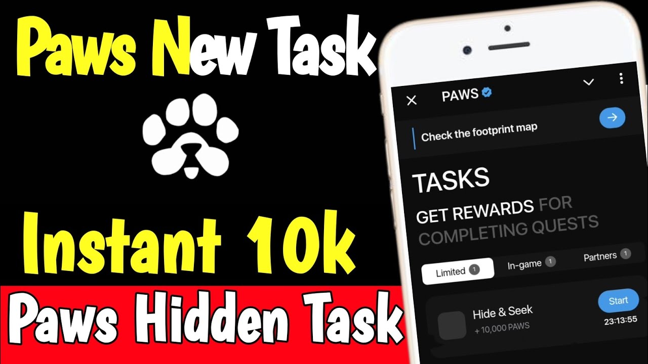 Paws New Task Instant 10K Points 🔥 Paws Hidden Task Trick YouTube