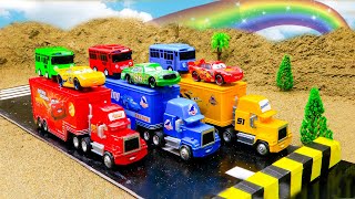 Rescue the truck from the pit with excavator and crane truck | Police car toy stories | Mega Trucks