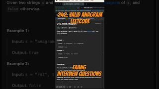 Leetcode 242 - Valid Anagram #leetcode #python #faang #codinginterview #programming  #coding #code