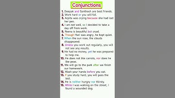 Conjunctions In English Grammar | And, Or, But, if, So, Because, after etc | Learn English | Shorts