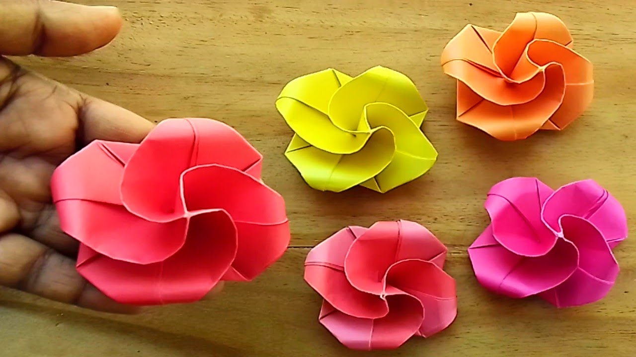 Origami Paper Rose Flower l Making easy origami paper rose YouTube
