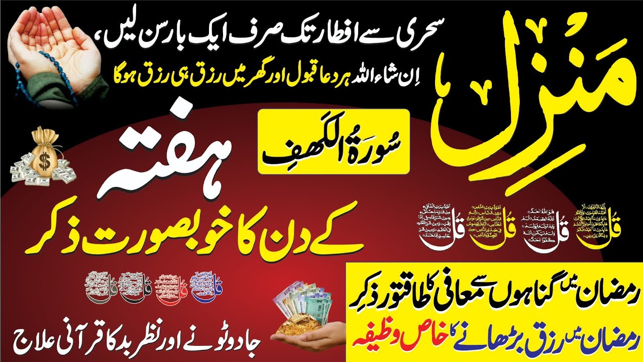 Ramzan Aspecial Surah | Manzil Dua Full With Arabic Text | 4 Qul | Durood e Tanjeena | Surah Kahaf