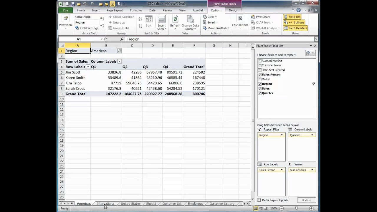 Create Report Filter Tabs with Excel Pivot Tables - YouTube