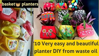 10 Easy and beautiful pot painting ideas / बेकार तेल के डब्बो से बनाए /  best out of waste DIY