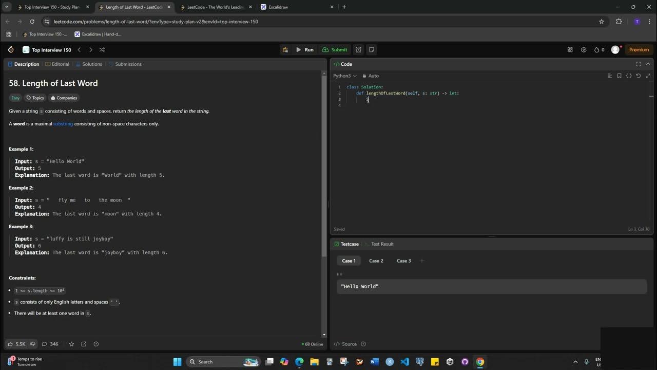 LeetCode Day 6-2 58 Length of Last Word - YouTube