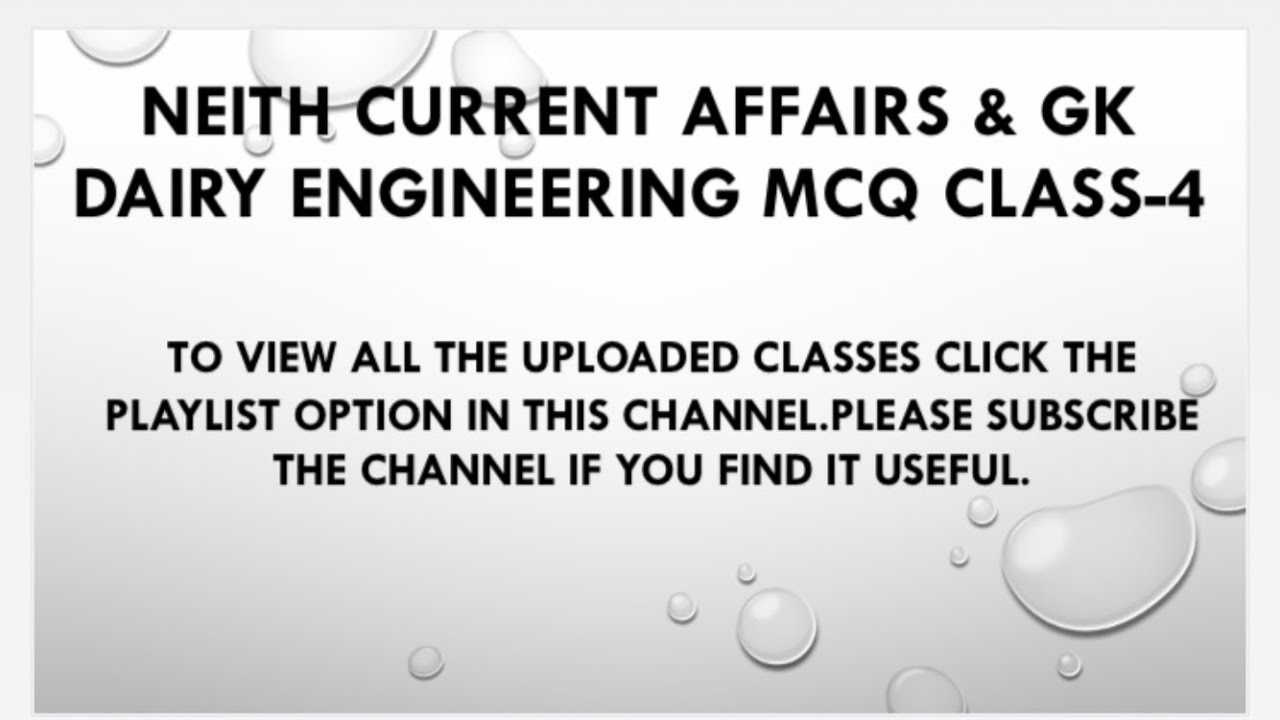 Dairy Eng MCQ 4 YouTube