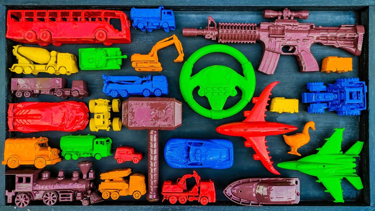 Membersihkan Mainan Mobil Balap, Truck Molen, Kereta Api, Tank, Bus Telolet, Excavator, Tracktor