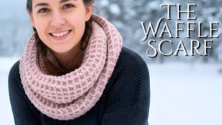 EASY Waffle Stitch Crochet Scarf Tutorial for Beginners (Infinity Scarf Pattern)