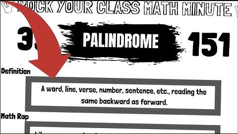 PALINDROME - Rock Your Class Math Minute Video #rockyourclass #etienne #educorock