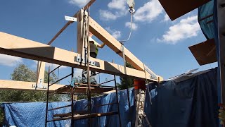 Oak beam woodwork installation in a Nature Reserve education centre