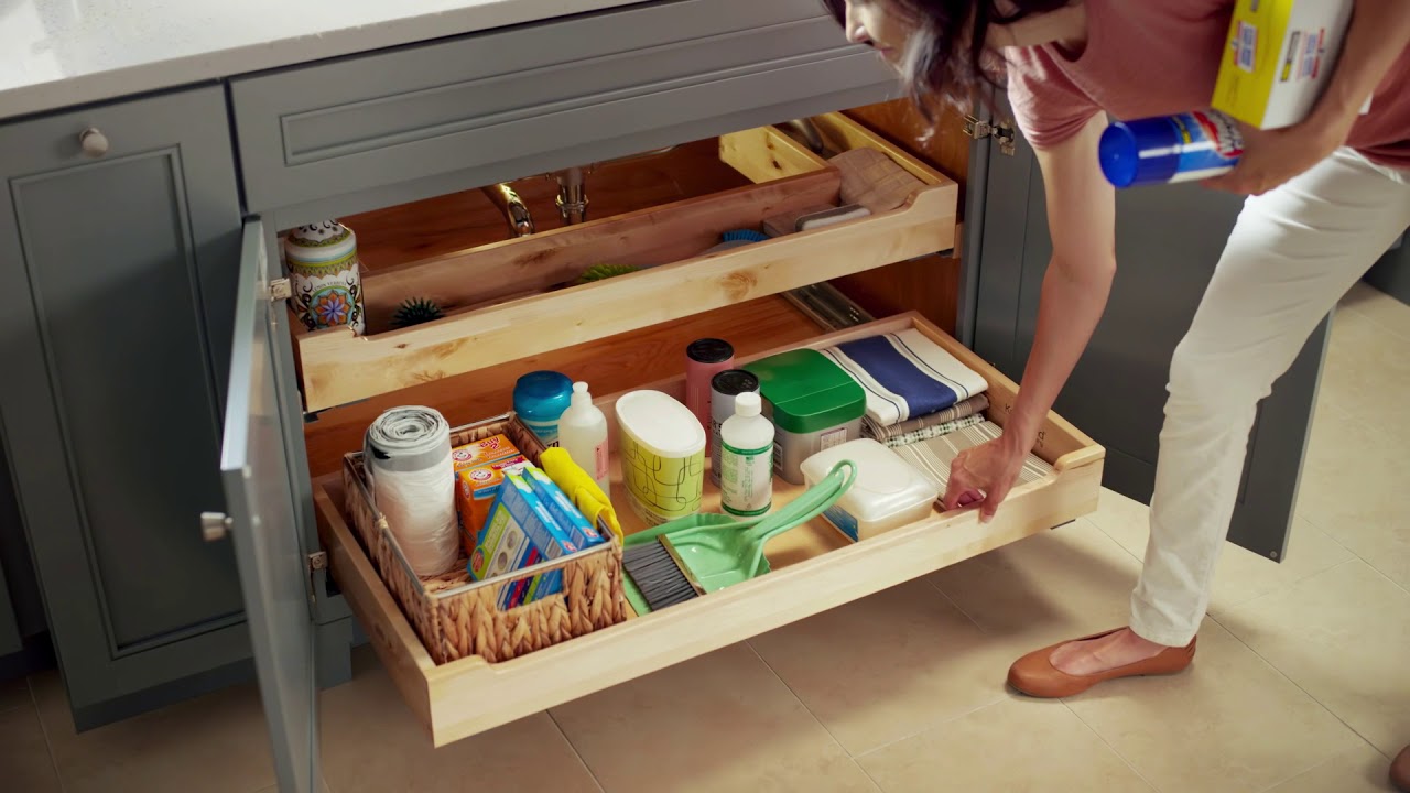 Under-Sink Pull-Out Sliding Tray Shelves for Base Cabinets 