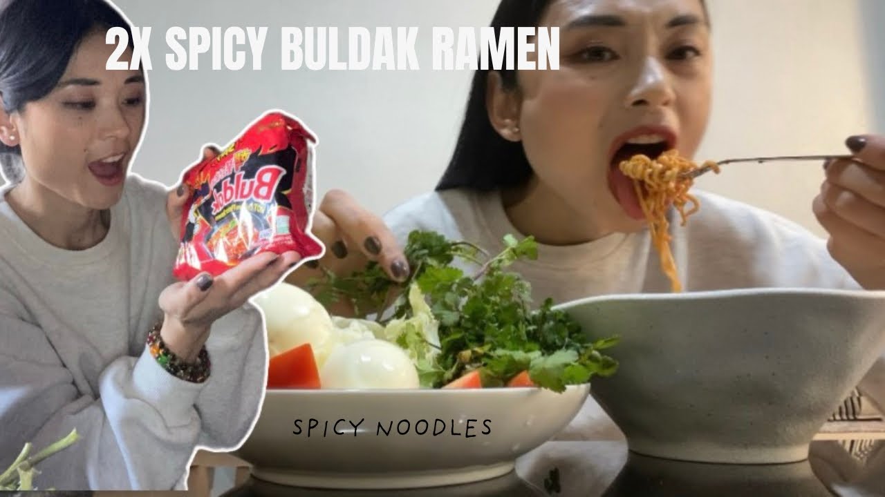 Life In Bhutan | Trying mukbang for the first time🫣 | 2X spicy buldak ramen 