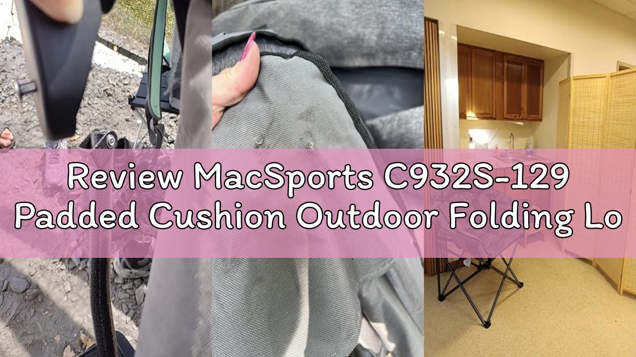 Review MacSports C932S-129 Padded Cushion Outdoor Folding Lounge Patio Club Chair, Gray