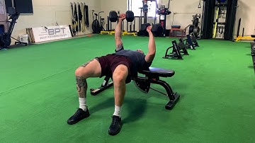 Alternating DB Bench Press with Hip Bridge ISO Off Bench