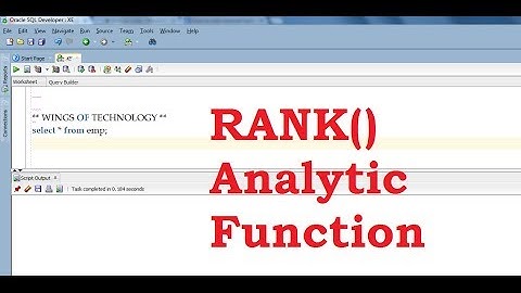 RANK Analytic Function in SQL with an Example