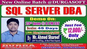 SQL SERVER DBA Online Training @ DURGASOFT