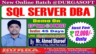 SQL SERVER DBA Online Training @ DURGASOFT