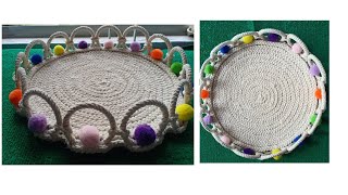 DIY Beautiful Decorated Tray with Hardboard and Bangles/ Rope Craft Idea/ Golden Fiber Crafts ️