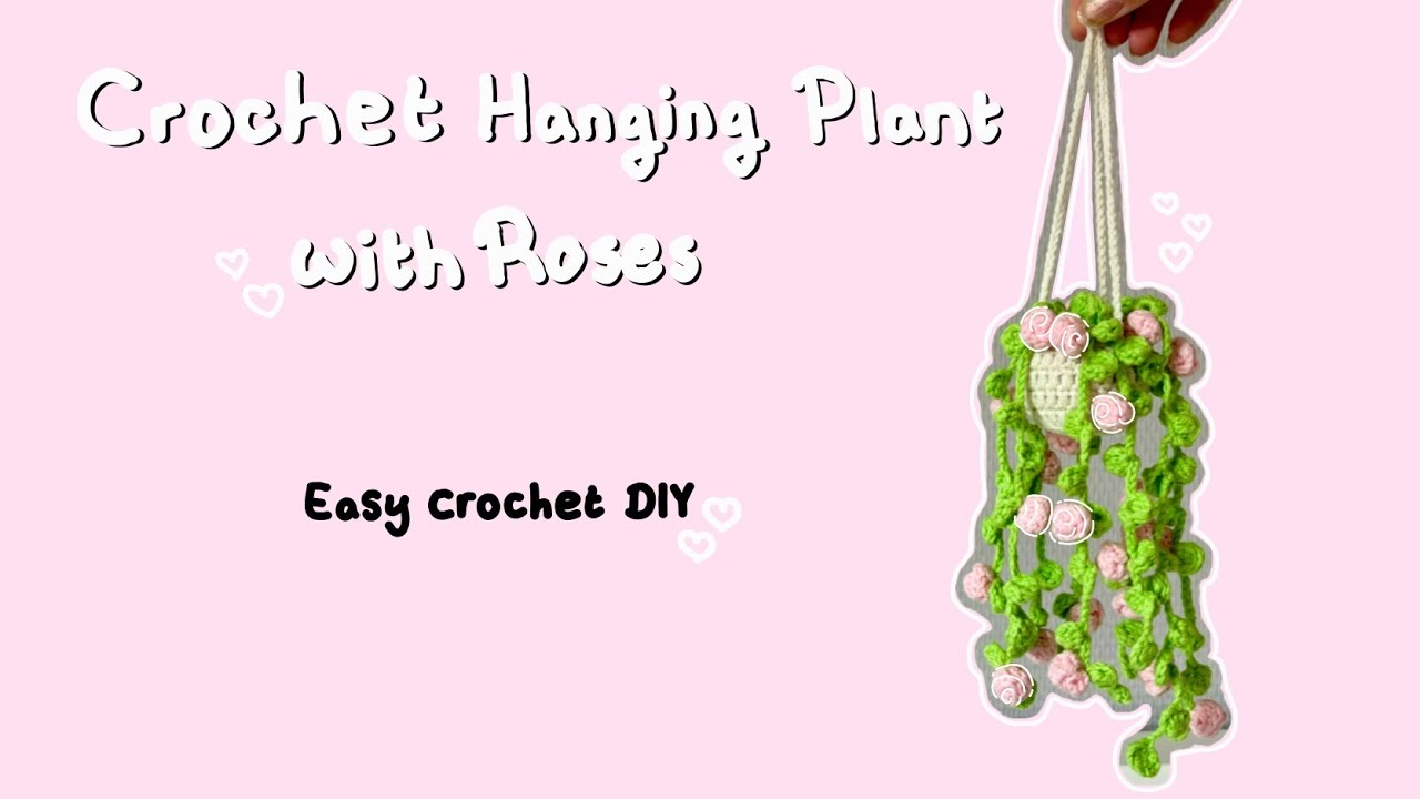 Как связать крючком подвесное растение с розами — ПОШАГОВОЕ РУКОВОДСТВО