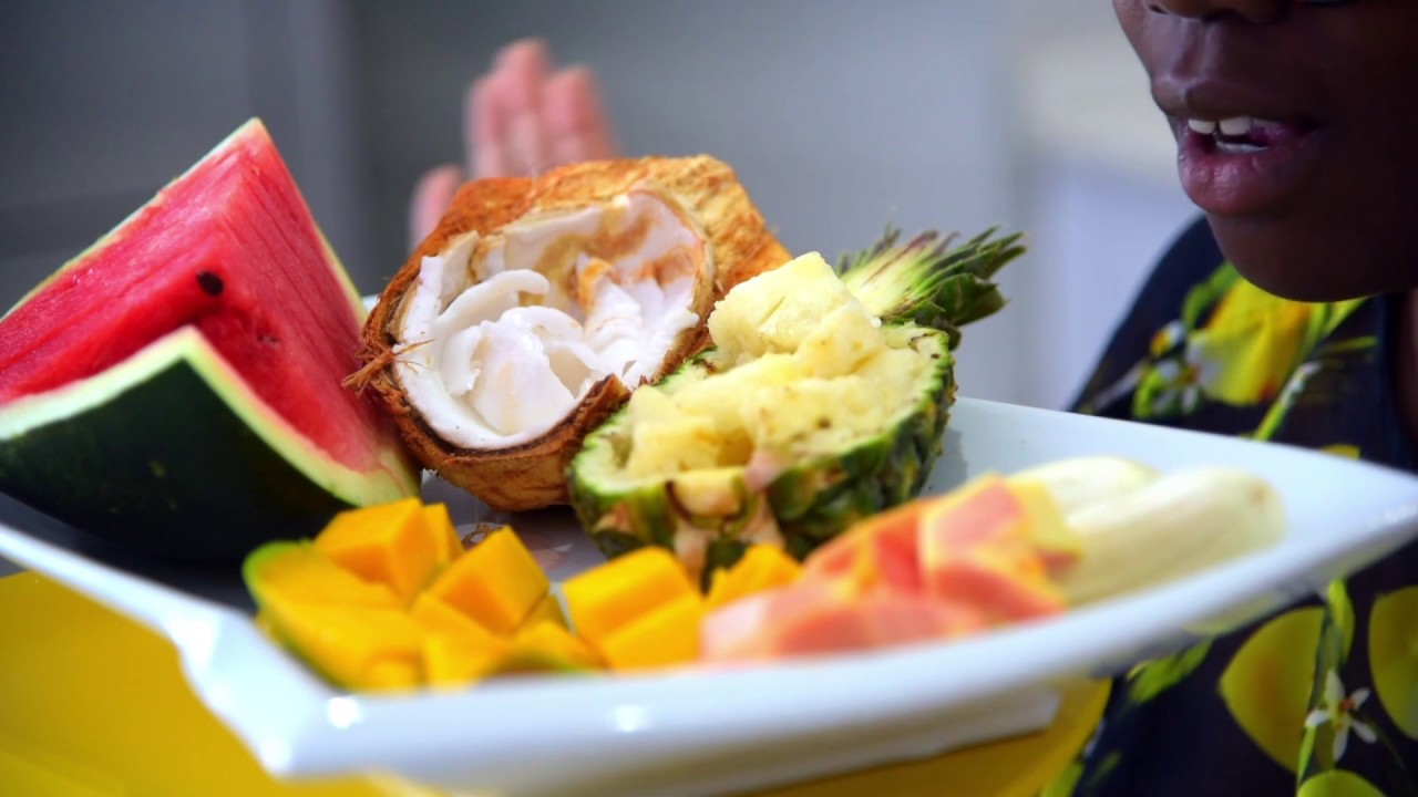 ASMR Q & A WATERMELON, COCONUT, PINEAPPLE, BANANA, PAPAYA, MANGO