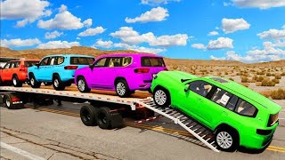 Flatbed Truck Mcqueen | Transportation with Truck - Pothole Vs Car #91 - BeamNG.Drive