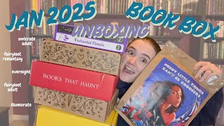 January 2025 Book Box Unboxing || Illumicrate, Fairyloot, Evernight, and Owlcrate