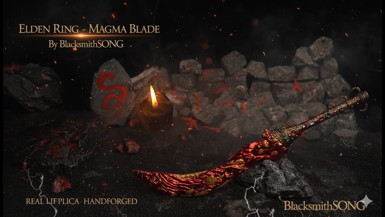Magma Blade Replica | Elden Ring Volcano Manor Sword | 30cm Model — video still from the handmade miniature scene