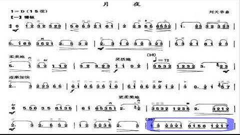 月夜 D调伴奏 (加小节指示，供参考）- instrumental in D with measure marks