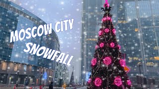 [4K] ❄️MOSCOW - Snowfall. Moscow-City in Fog