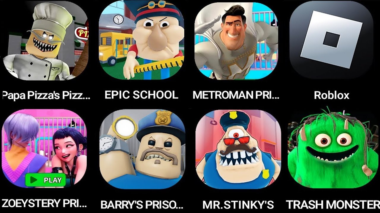 ROBLOX Escape Papa Pizza's Pizzeria!,EPIC SCHOOL ESCAPE!,METROMAN PRISON RUN,ZOEYSTERY PRISON,..