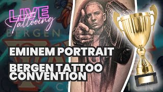⚡EMINEM PORTRAIT⚡🔴Live Tattooing at Bergen Tattoo Convention