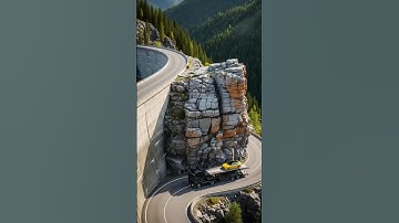 A collapsed cliff hit a trailer truck on a mountain road. #shorts