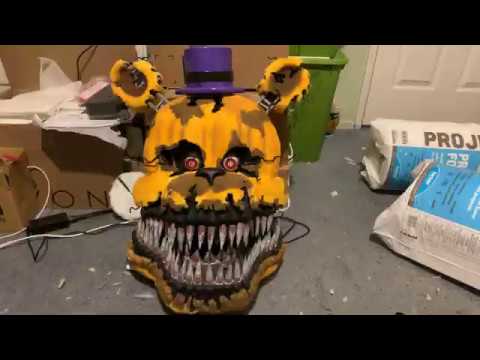 Real Life fnaf Nightmare Fredbear Cosplay Mask!!! 