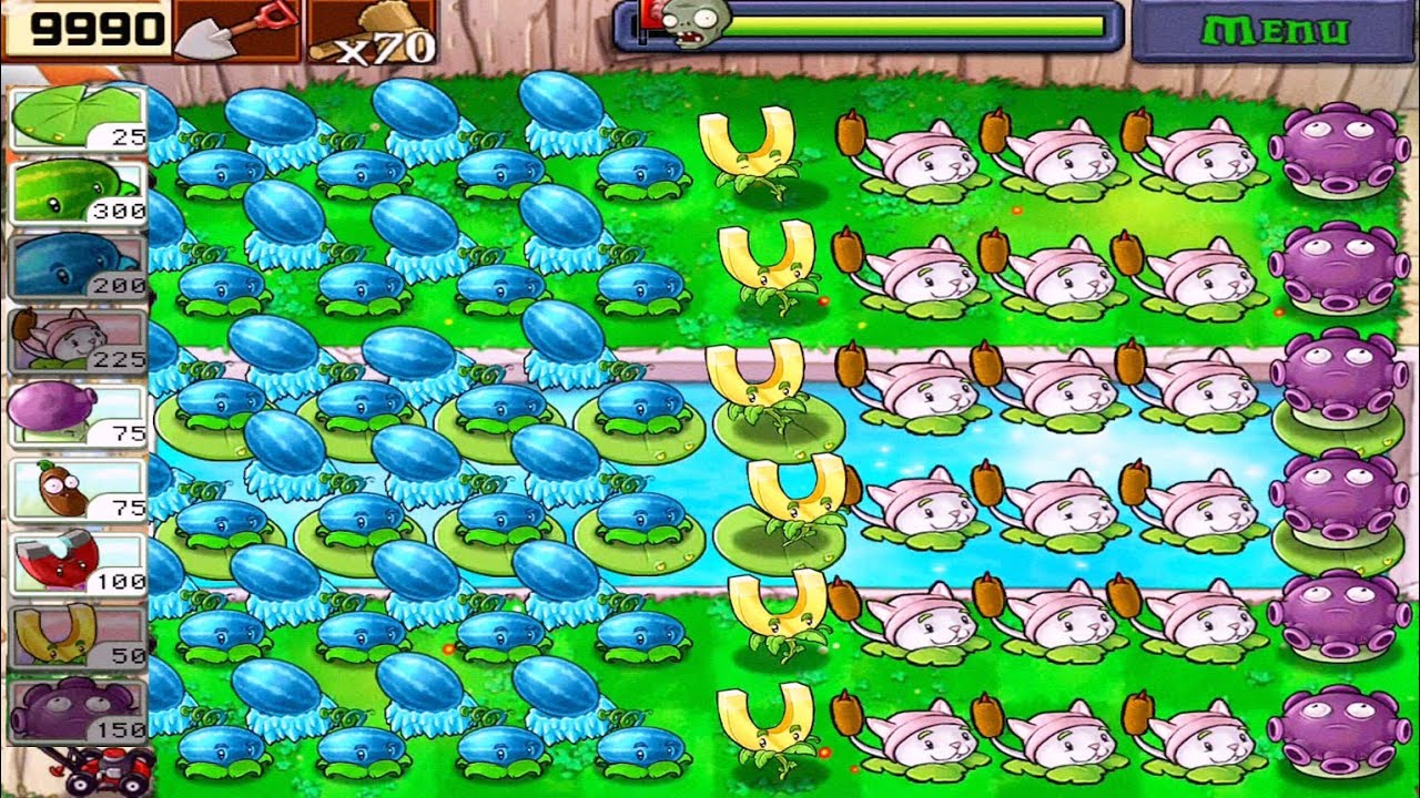 Plants vs Zombies • Winter Melon + Cattail vs Zombies • Survival Pool Walkthrough Full HD [ 1080p ]