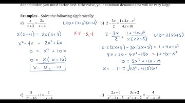 Math 12 - Sec 9.3 Solving Rational Equations