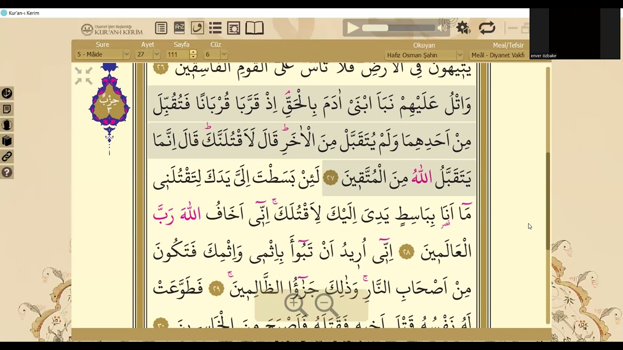 6. cüzden notlar.. Hz Adem'in iki oğlu...