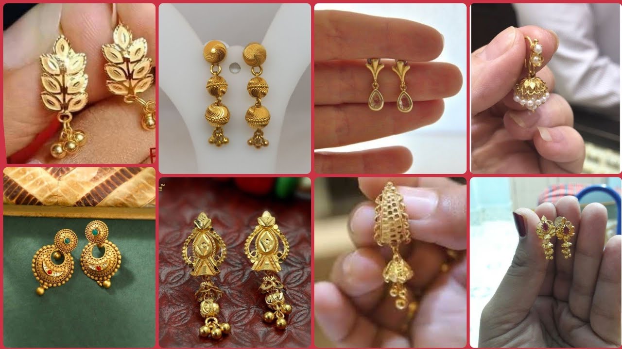 simple Light Weight Gold Earring Design|| Daily wear Gold earring ...