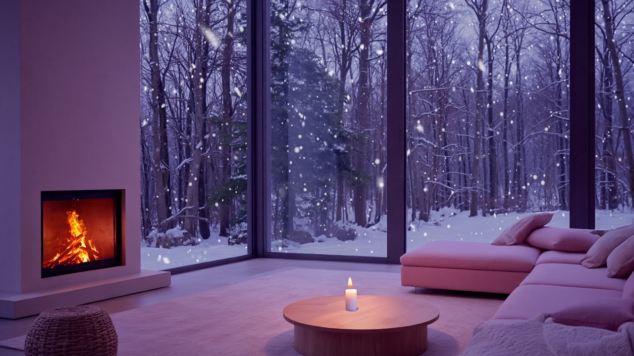 Silent Winter Cabin at Night During a Snowstorm ❄️🌬️ | Strong Wind Sounds Outside,  for Deep Sleep