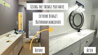 $300 BATHROOM REMODEL & UPDATE | USE WHAT YOU HAVE | Stretta Lowes Laminate Countertop |