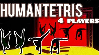 HUMAN TETRIS 4 PLAYERS 2 GROUPS | MOVING WALLS CHALLENGE | SHAPE MATCHING #humantetris