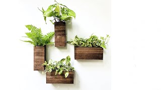 LaLaGreen Wood Planter Box for Plants Wooden Hanging Wall Planters for Indoor Plant Holder Vase