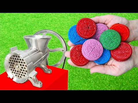 EXPERIMENT: COLORFUL OREO CANDY vs Meat Grinder