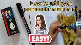 Are you Tired of buying permanent markers? || How to refill with permanent marker ink || #telugu