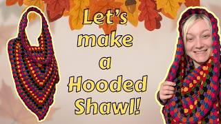 Cosy Autumn Yarn Stash Busting | Crochet a Hooded Shawl With Me