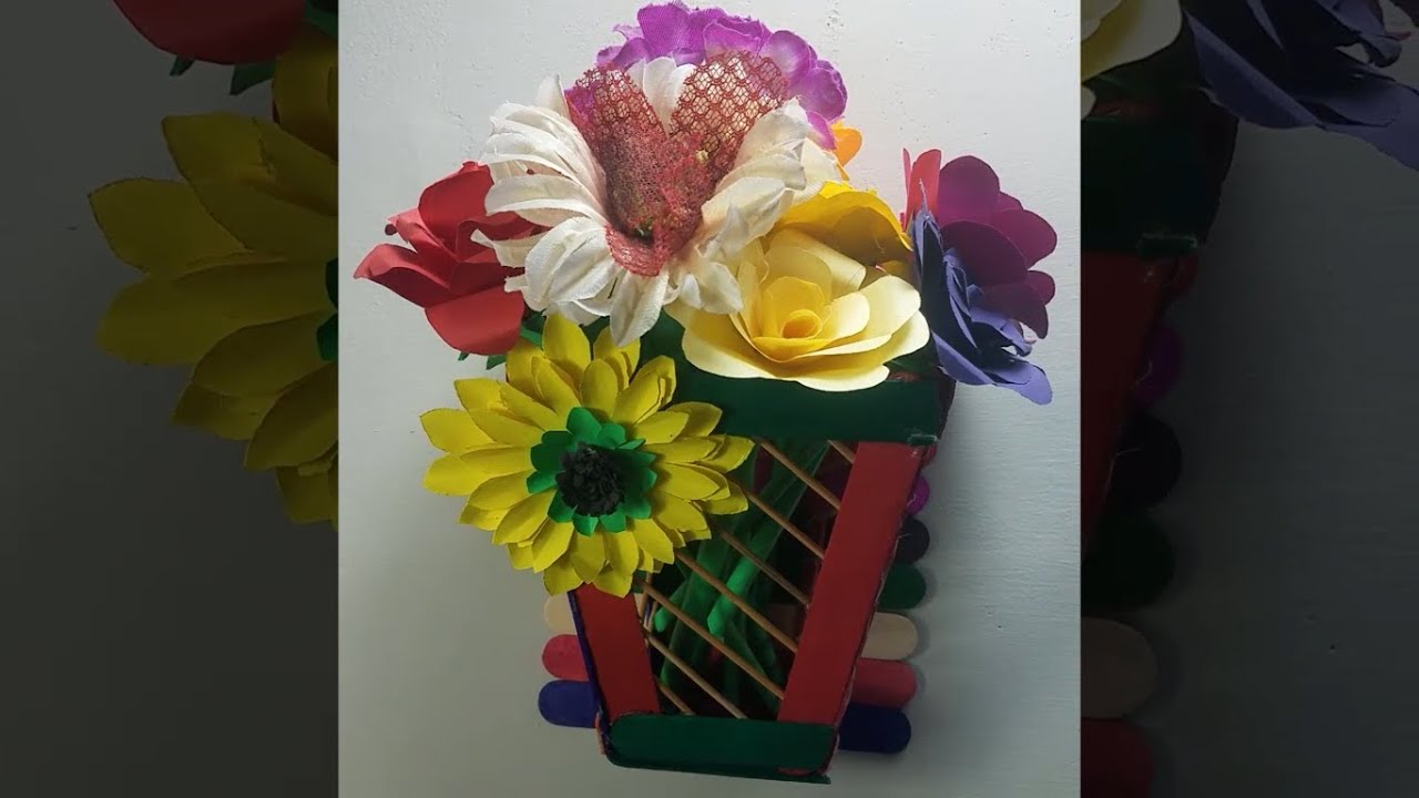 DIY Ice Cream Stick Flower Pot in 3 Minutes YouTube