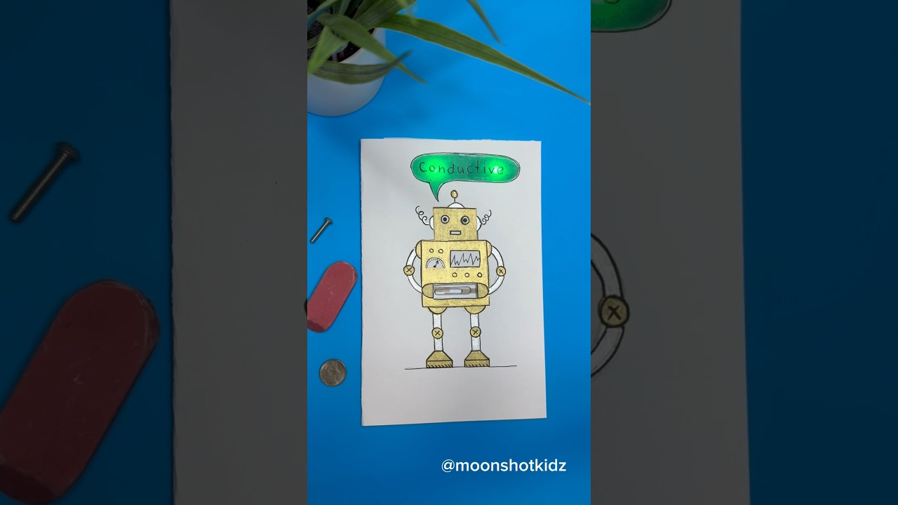 DIY Conductivity testing robot interactive card. Easy & fun paper electronics project for beginners